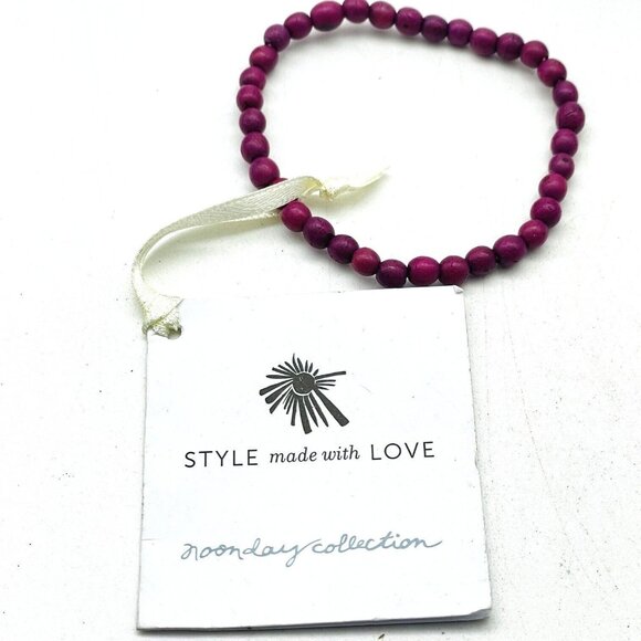 Noonday Collection Jewelry - NOONDAY COLLECTION Cranberry Bead Stretch Bracelet Original Tags Ecuador Seeds
